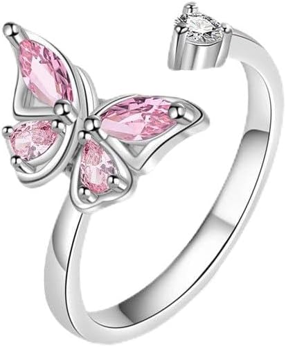 Fidget Ring Anxiety Spinner Ring Open Adjustable Sunflower Star Moon Windmill Butterfly Rings Daisy Stress Relieving Fidget Women Cubic Zirconia Anti Stress Mood Rotate Inspirations Jewelry