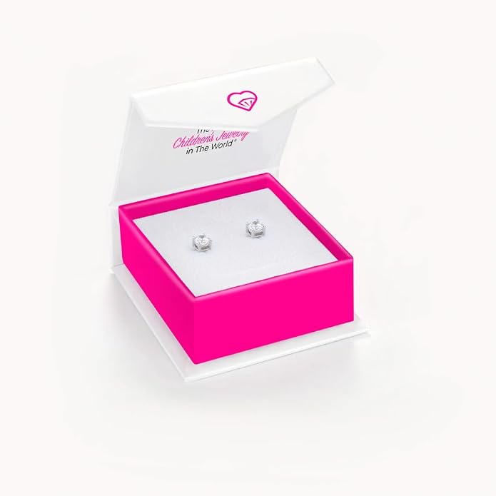 925 Sterling Silver Kids 2mm-5mm Clear Cubic Zirconia Round Stud Solitaire Screw Back Earrings for Babies & Toddlers - Baby Girl Earrings with Safety Screw Backs for Infant and Toddler Children