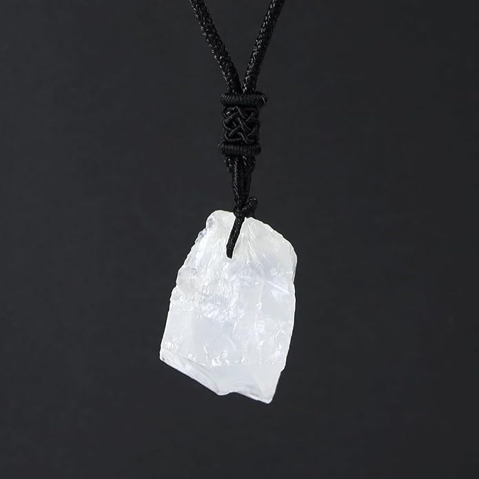 Natural Raw Crystal Necklace for Women Irregular Stone Necklaces Spiritual Gemstone Pendant with Adjustable Rope