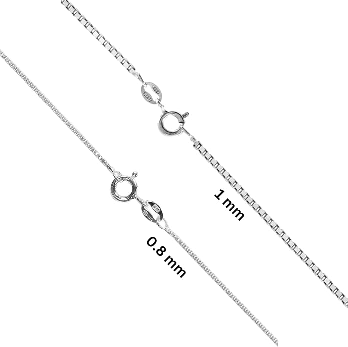 925 Sterling Silver Italian Box Chain Necklace - Secure Clasp, Perfect for Layering - Durable Necklace & Bracelet Chains for Everyday & Special Occasions