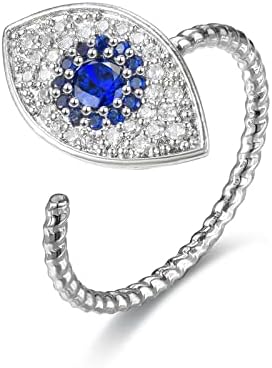 COLORFUL BLING Fidget Sunflower Evil Eye Daisy Spinner Stackable Rings Bee Butterfly Adjustable Open Rotatable CZ Cubic Zirconia Anti Stress for Women Wedding Jewelry
