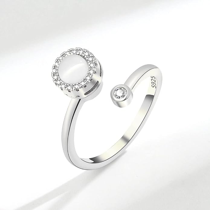 Fidget Ring Anxiety Spinner Ring Open Adjustable Sunflower Star Moon Windmill Butterfly Rings Daisy Stress Relieving Fidget Women Cubic Zirconia Anti Stress Mood Rotate Inspirations Jewelry