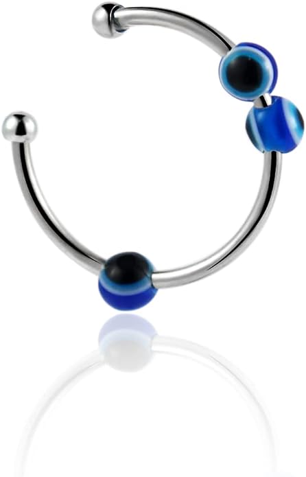 COLORFUL BLING Blue Evil Eye Anxiety Stackbale Rings Spinner Fidget Band Ring Thin Adjustable Stacking Relief for Women Anti Anxiety Jewelry-2pcs/Set