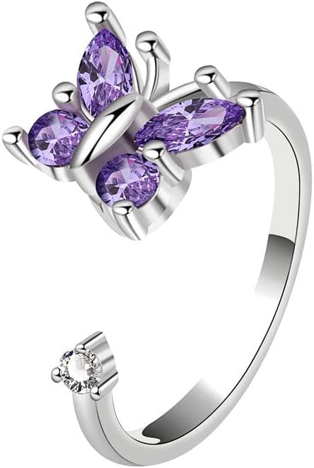Fidget Ring Anxiety Spinner Ring Open Adjustable Sunflower Star Moon Windmill Butterfly Rings Daisy Stress Relieving Fidget Women Cubic Zirconia Anti Stress Mood Rotate Inspirations Jewelry