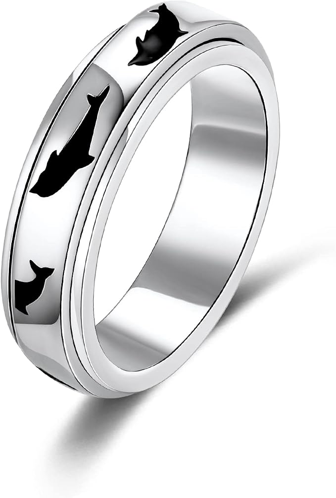Fidget Ring Spinner Ring for Anxiety Women Men Daughter Real S925 Sterling Silver Fidget Ring