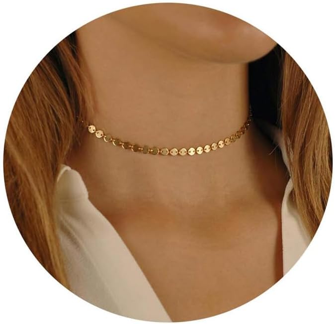 Lcherry Dainty Choker Necklace for Women 14K Gold Plated Choker Necklace Gifts for Her