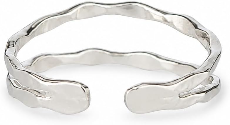 Sterling Silver Toe Ring, Handmade Adjustable Open Band, Minimalist Dainty Summer Beach Foot Jewelry for Women, Can Be Worn as Knuckle or Pinky Ring