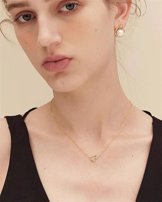 NewZenro Cute Open Heart 925 Sterling Silver Choker Necklace for Women Minimalist 14k Gold/Silver Plated Tiny Hollow Heart Love Necklaces Adjustabel Chain Fashion Jewelry Gifts 17.7"
