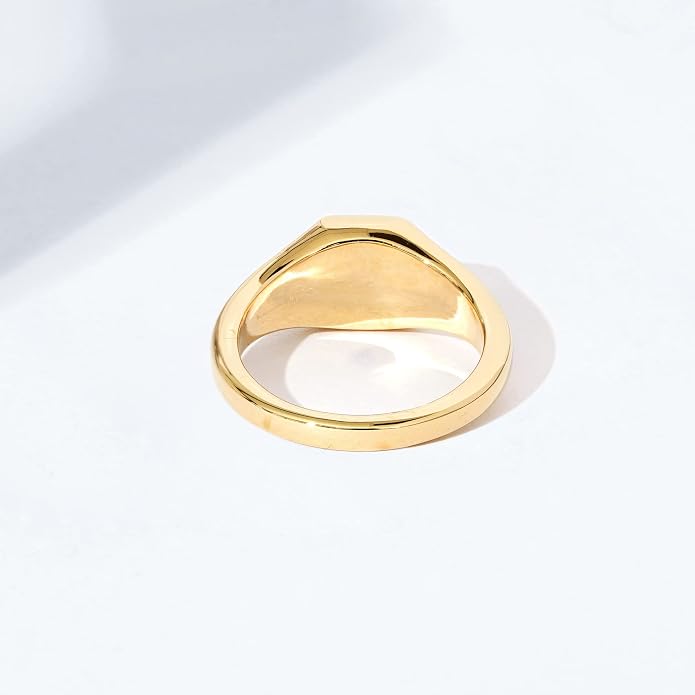 Amazon Essentials 14K Plated Sterling Silver Round Signet Ring