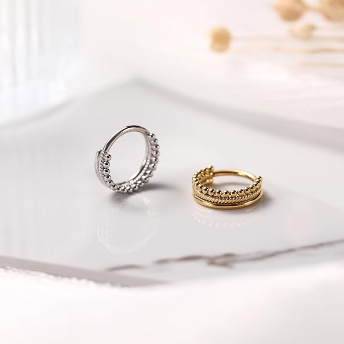 316L Surgical Steel Septum Clicker Ring Nose Ring Hoop Sleeper Hoop Earring Helix Rook Conch Cartilage Daith Tragus Earrings Lobe Nose Piercing Jewelry for Women