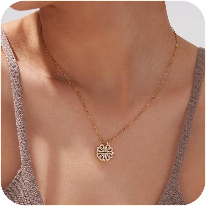 Tewiky Cute Heart Necklace Tiny 14k Gold Heart Pendant Choker Necklaces Small Gold Love Open Heart Chain Necklace for Women Dainty Gold Necklace Gifts for Her