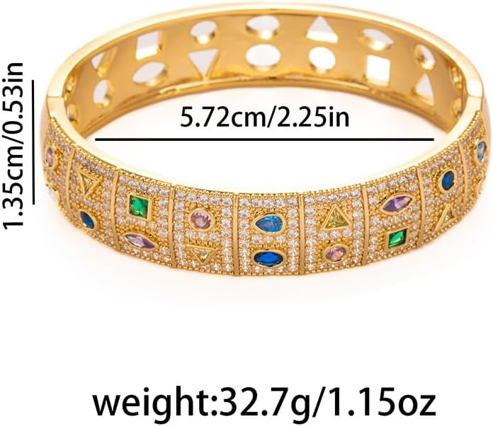 Gold Silver Plated Inspirational Cuff Bangle Bracelets for Women, Multicolor Crystal Statement Jewelry with Gift Box, Encouraging Bracelet Gift for Her Birthday Christmas