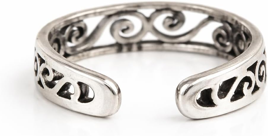 Sterling Silver Toe Ring, Handmade Adjustable Open Band, Minimalist Dainty Summer Beach Foot Jewelry for Women, Can Be Worn as Knuckle or Pinky Ring