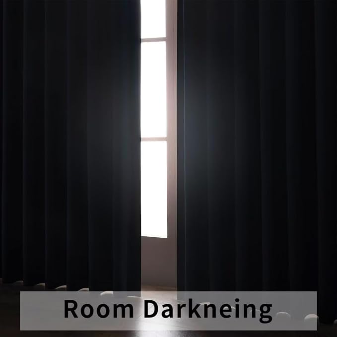 Joydeco Blackout Curtains 108 Inches Long, Thermal Insulated Black Out Curtains 2 Panels Set, Room Darkening Drapes for Living Room Window Rod Pocket Back Tab (W37 x L108 Inch, Navy Blue)