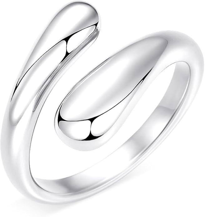 Non Tarnish Gold Chunky Rings for Women, 14K Gold Plated Statement Dome Rings Stacking Silver, Adjustable Mens Eternity Wedding Band Mixed Metal Jewelry Size 3-13