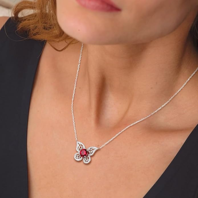 925 Sterling Silver Birthstone Necklaces for Women, Dainty Cute Dragonfly/Butterfly Pendant Necklace, Great Christmas/Anniversary Jewelry for Mother