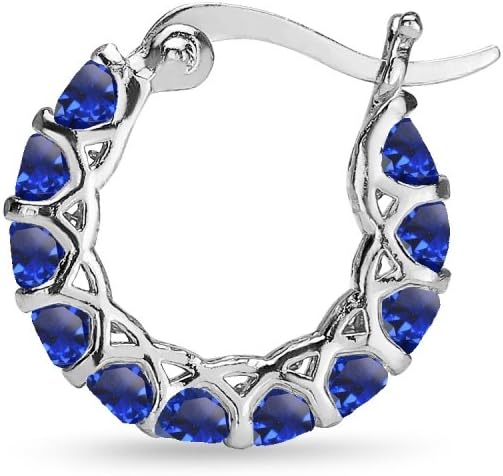 Sterling Silver Genuine, Simulated or Created Gemstone Small Round 18mm Huggie Hoop Earrings for Women