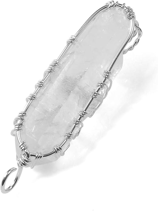 Top Plaza Natural Raw Stone Healing Crystal Necklace Silver Life Tree Wire Wrapped Clear Quartz Point Pendant For Womens Ladies