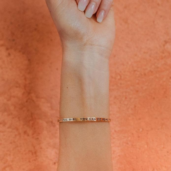 MantraBand - Mantra Band Bracelet - Gold color - Inspirational Engraved Adjustable Cuff - Gifts for Women, Sisters, Friends, Family