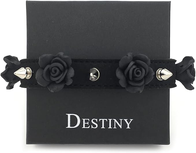Destiny Love Handmade Rose Flower Choker Collar Necklace Velvet Necklace with Box for Women and Men