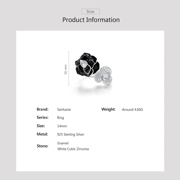 Santuzza 925 Sterling Silver Enamel Flower Statement Ring for Women
