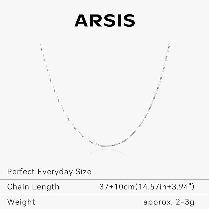 ARSIS 18K Gold Plated Cube/Curb/Wave Chain Link Necklace, Adjustable Choker Platinum Plated Necklace Dainty Layered Hypoallergenic Jewelry Gift for Women
