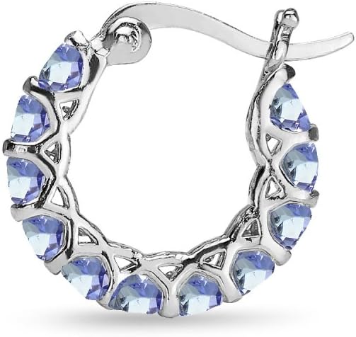 Sterling Silver Genuine, Simulated or Created Gemstone Small Round 18mm Huggie Hoop Earrings for Women