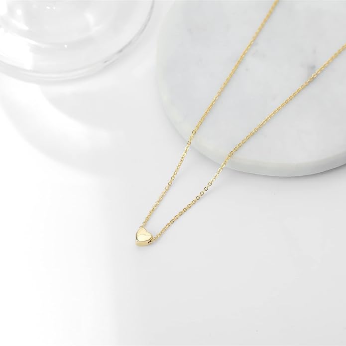 Delicate Tiny Gold Heart Choker Necklace,Dainty Cute Simple Heart Pendant Necklaces for Women