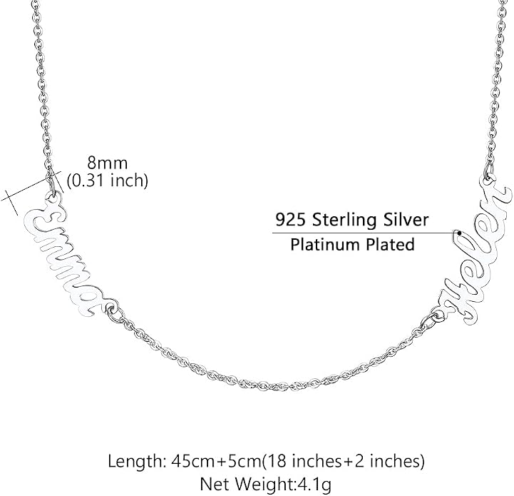 Custom4U Custom Name Necklace for Women, Personalized 1-5 Name Necklace, Sterling Silver/Stainless Steel 14K Gold Plated Nameplate Necklaces, Gift for Mom Wife Anniversary Birthday with Box
