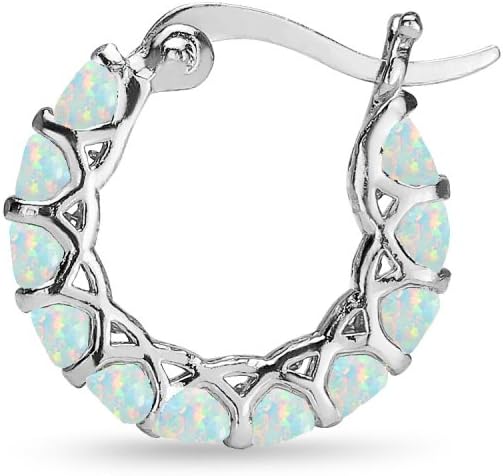 Sterling Silver Genuine, Simulated or Created Gemstone Small Round 18mm Huggie Hoop Earrings for Women