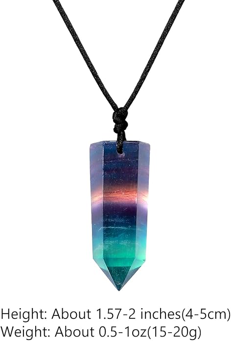 Runyangshi Healing Crystal Pendants, Single Pointed Natural Crystal Quartz Necklace 6 Faceted Chakra Crystal Wand Stone Reiki Energy