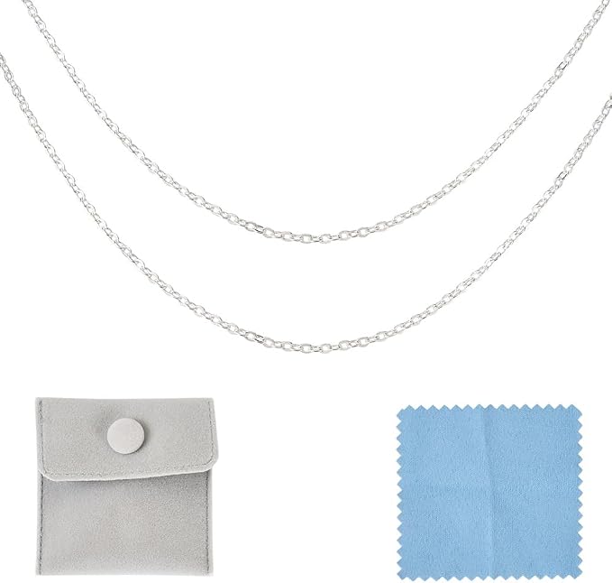 Elecrelive 3.28 Feet 925 Sterling Silver Cable Chains 1.5mm Thin Small Link Silver Necklace Permanent Jewelry Chain for Women Minimalist Necklace Bracelet Making