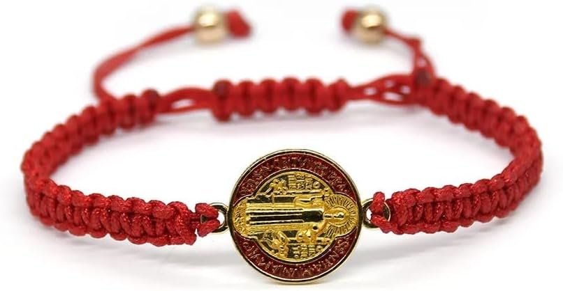 14K Gold Filled San Benito Bracelet For Women And Men, Saint Benedict Medal Bracelet Adjustable String Bracelets Religious, Pulseras De San Benito, Rosario De San Benito