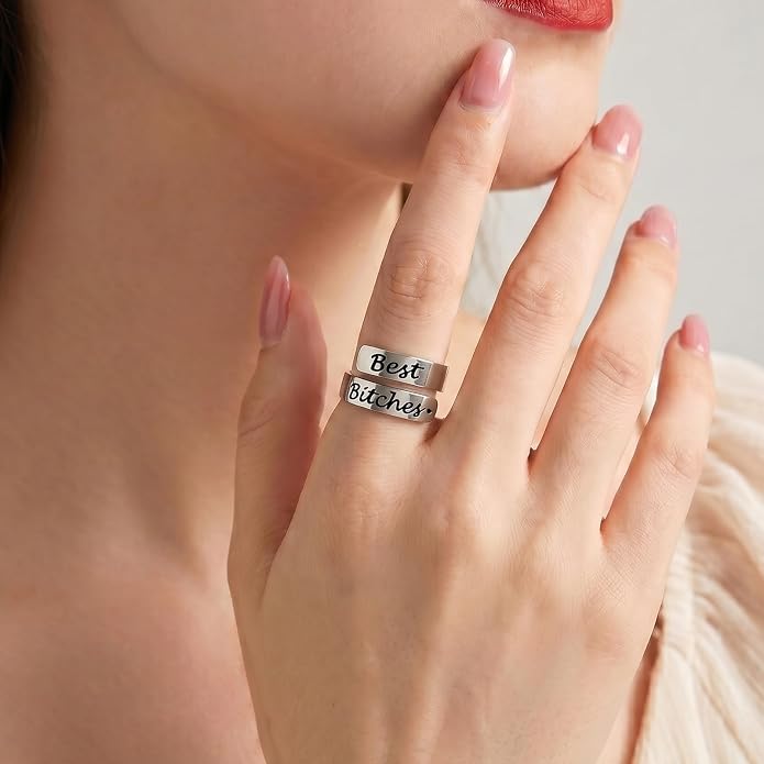 Inspirational Motivational Adjustable Ring Personalized Stainless Steel Spiral Wrap Twist Rings Encouragement Statement Graduation Jewelry Birthday Gifts for Women Teengirls.