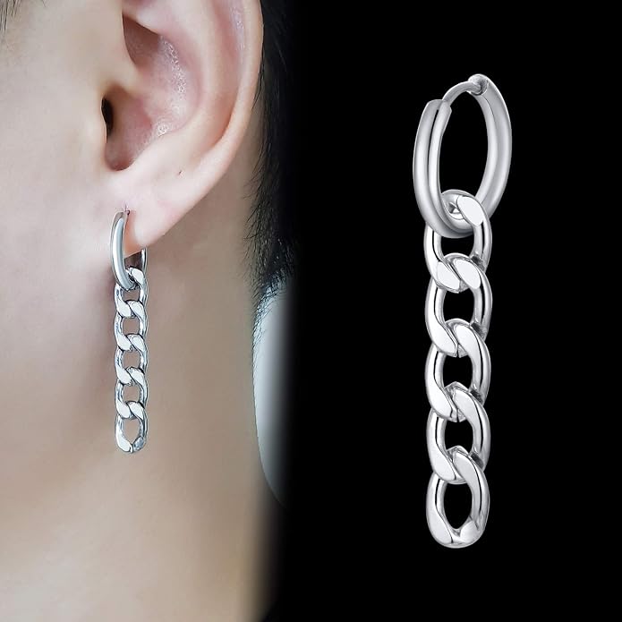 VNOX Unisex Vinatge Stainless Clip On Earrings Non Piercing Feather Charm Dangle Hinged Stud Earrings for Men Women Teen