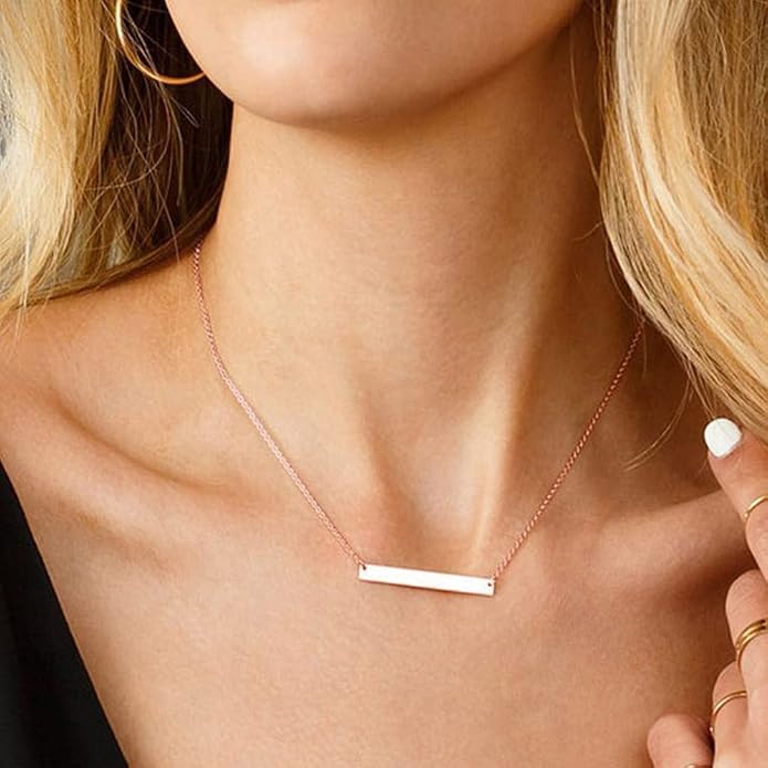 Turandoss Dainty Layered Choker Necklace, Handmade Y Pendant Necklace Multilayer Bar Disc Necklace Adjustable Layering Choker Necklaces for Women