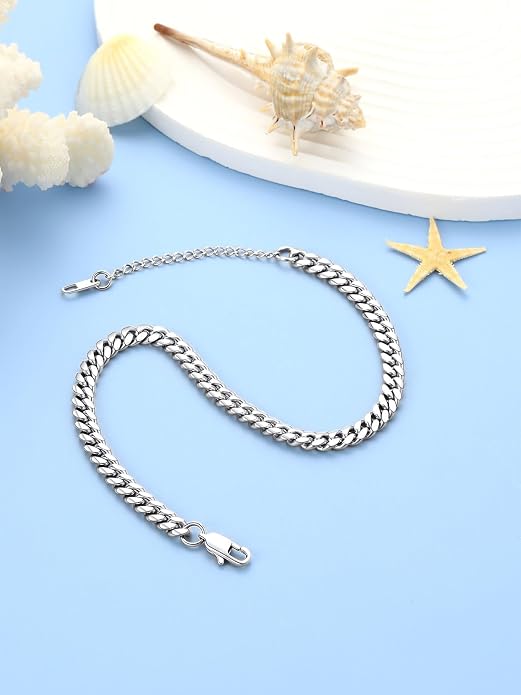 FaithHeart Waterproof Ankle Bracelets for Women, 1/2/3Pcs Non Tarnish Stainless Steel Layered Anklet Set Paperclip Figaro Cuban Link Chain Dainty Summer Beach Jewelry Gift Adjustable Size