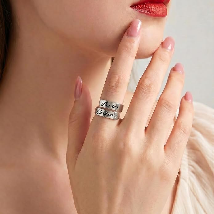 Inspirational Motivational Adjustable Ring Personalized Stainless Steel Spiral Wrap Twist Rings Encouragement Statement Graduation Jewelry Birthday Gifts for Women Teengirls.