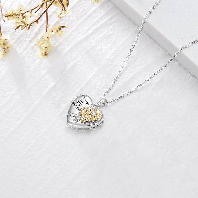 Round/Heart/Oval Shape Locket Necklace That Holds Pictures 925 Sterling Silver Personalized Birthstone Photos Engraved Locket Pendant Birthday Memorial Jewelry Gift for Women
