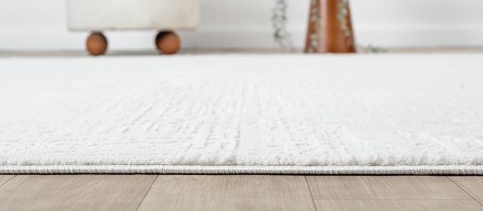 Amy Modern Abstract Area Rug for Living Room, 4x6 Contemporary Textured Geometric Cream Neutral Rug, Stain Resistant Non-Shedding Carpet for Bedroom, Dining Room or Kitchen (4' x 6', Cream)
