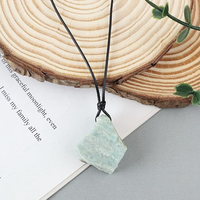 Natural Raw Crystal Necklace for Women Irregular Stone Necklaces Spiritual Gemstone Pendant with Adjustable Rope