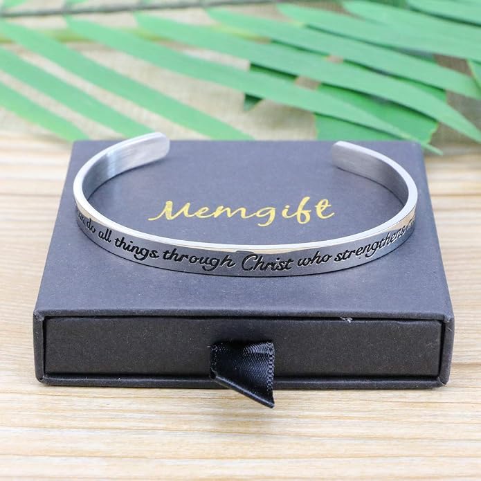 Memgift ππ‘π«π’π¬ππ’ππ§ ππ«ππππ₯πππ¬ for ππ¨π¦ππ§ Inspirational Gifts Bible Verse Religious Faith Jewelry Cuff Bracelet Mothers Day Christmas Birthday Jewelry for Her Mother Daughter