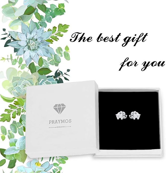 925 Sterling Silver Stud Earrings Hypoallergenic Women Elephant Earring for Sensitive Ears Christmas Jewelry Gifts Stocking Stuffers