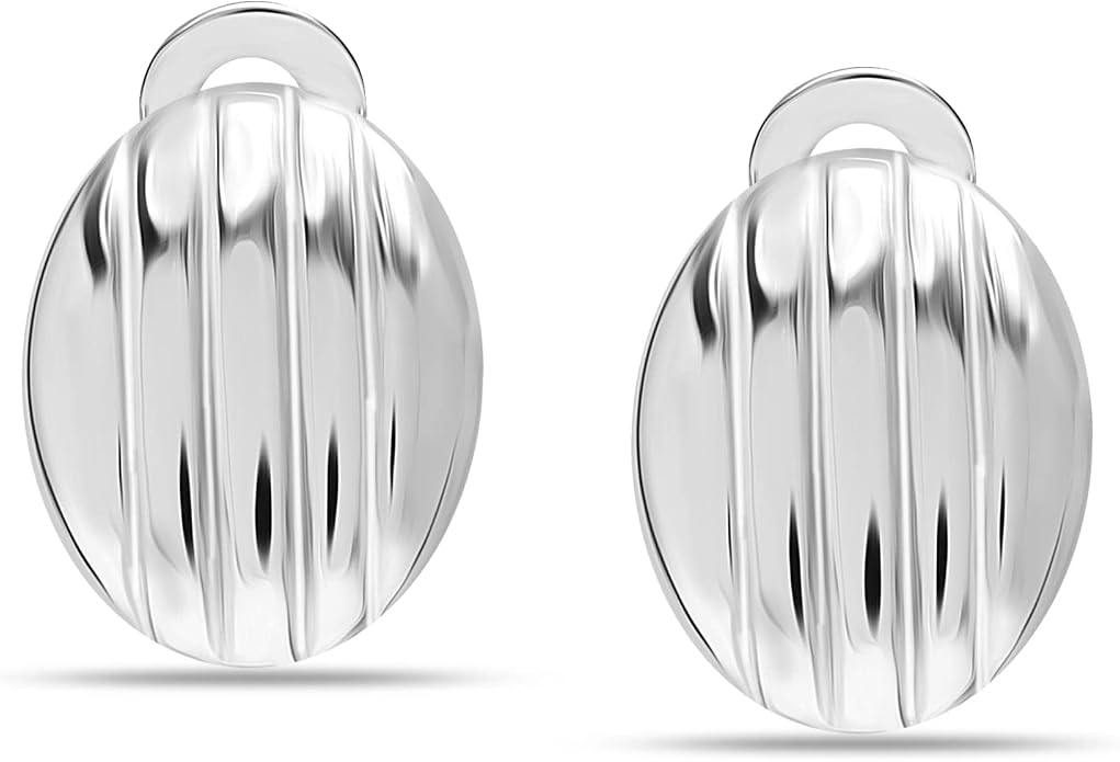 LeCalla 925 Sterling Silver Small Medium Clip On Earrings Non-Pierced Clip-On Stud Earring for Teen Women