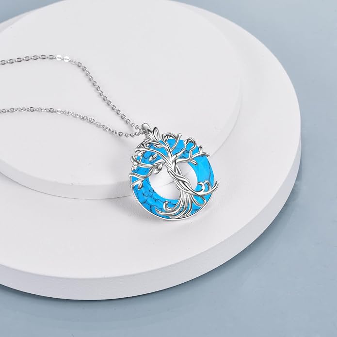 TOUPOP Tree of Life Necklace Gifts for Women 925 Sterling Silver Family Tree Pendant with Crystal Birthday Irish Jewelry Gifts for Women Her Wife Mom