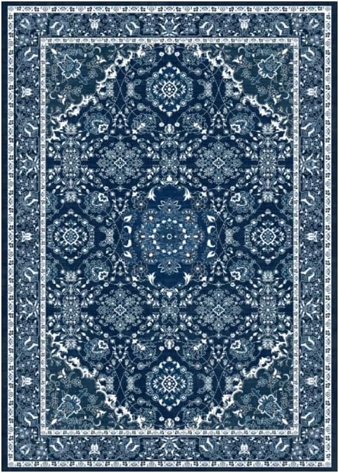 Lessymo Washable Area Rug for Living Room,8x10 Large Rugs with Non-Slip Backing,Soft Boho Carpets for Bedroom Dining Room Nursery Home Office,Blue
