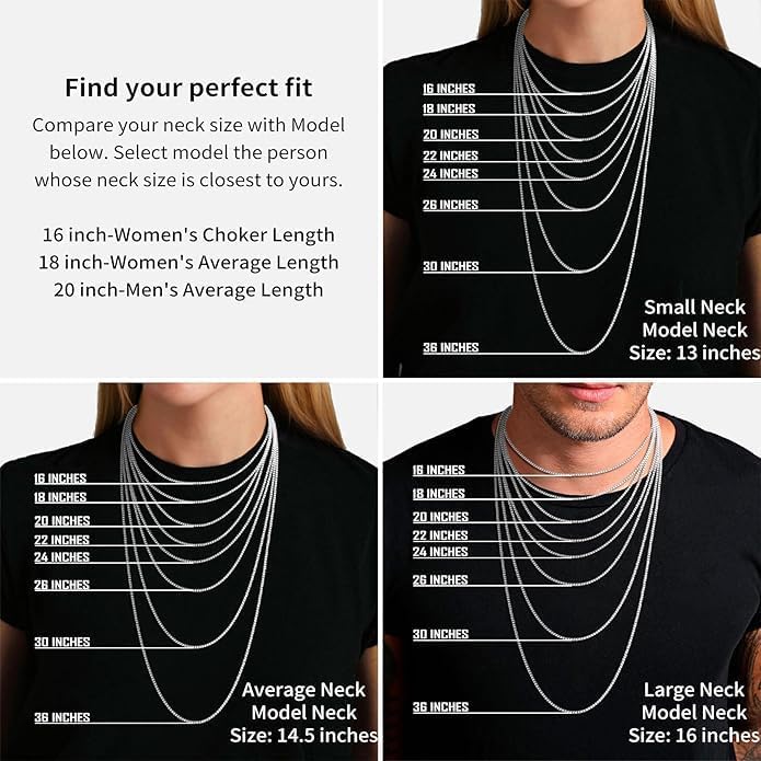 925 Sterling Silver Italian Box Chain Necklace - Secure Clasp, Perfect for Layering - Durable Necklace & Bracelet Chains for Everyday & Special Occasions