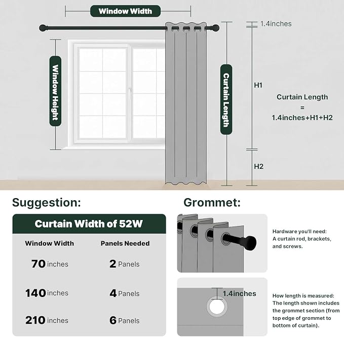 H.VERSAILTEX 100% Blackout Curtains for Bedroom Thermal Insulated Linen Textured Curtains Heat and Full Light Blocking Drapes Living Room Curtains 2 Panel Sets, Blue Sapphire, 52x63 Inch
