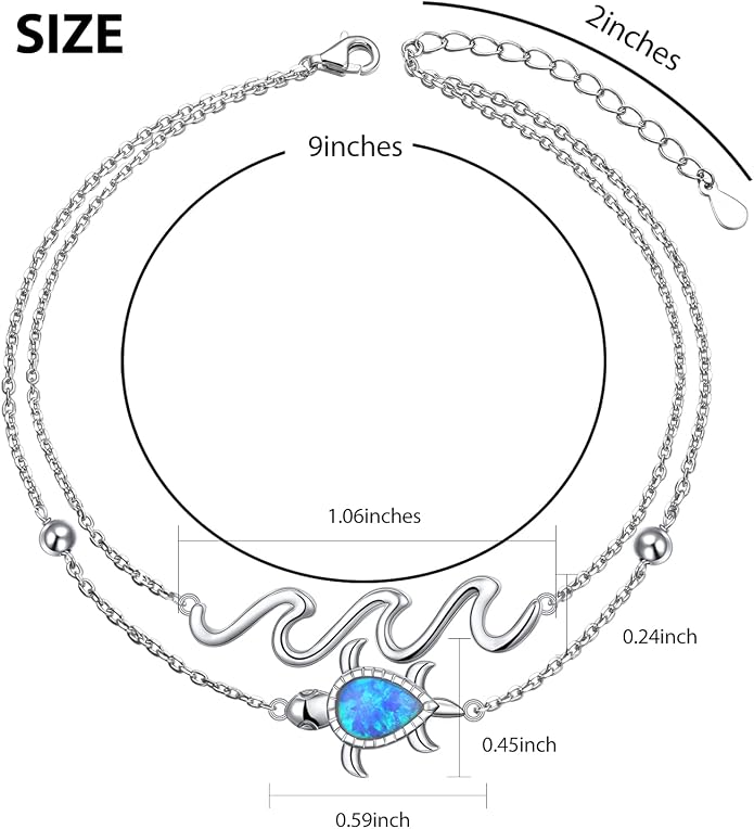Flyow Anklet for Women S925 Sterling Silver Adjustable Foot Beaded Heart Charm Ankle Bracelet Anklets Jewelry