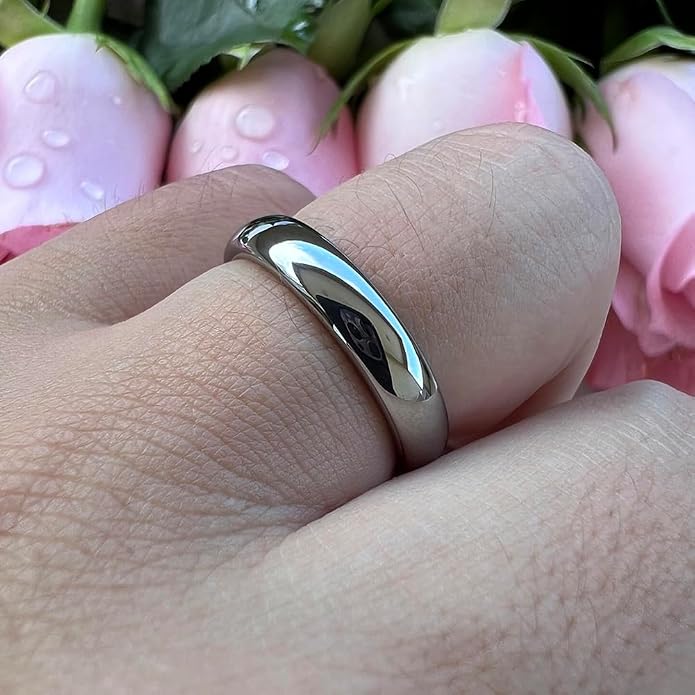 TUTISS 4mm 6mm 8mm 10mm Silver/Gold/White Tungsten Rings for Men Women Couple Fashion Jewelry Anniversary Engagement Wedding Bands Domed Polished I Love You Engraved Comfort Fit